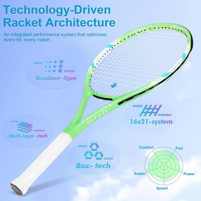 SIMTION 27 Inch Tennis Rackets Set, 2 Player Pre-StrungTennis Racquets for Adults, 2 Overgrip Tapes, 3 Balls, 2 Wristbands and Carrying Bag, for Beginner and Professional - Image 4